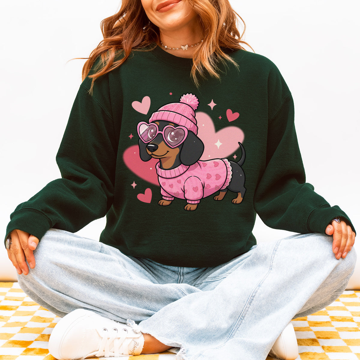 Cute Valentine Dachshund Dog Mom Sweatshirt