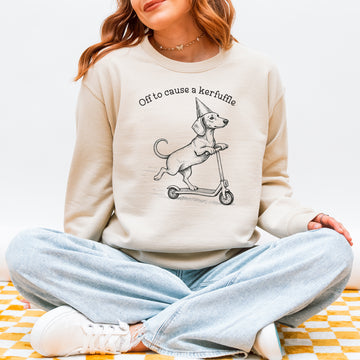 Off To Cause A Kerfuffle Dachshund Sweatshirt – Funny Dog Lover Gift