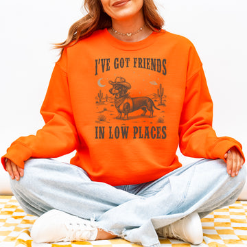 I've Got Friends In Low Places Dachshund Sweatshirt – Funny Sausage Dog Gift for Dog Dads