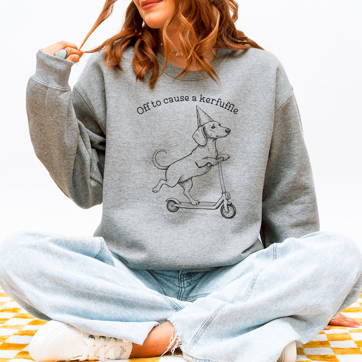 Off To Cause A Kerfuffle Dachshund Sweatshirt