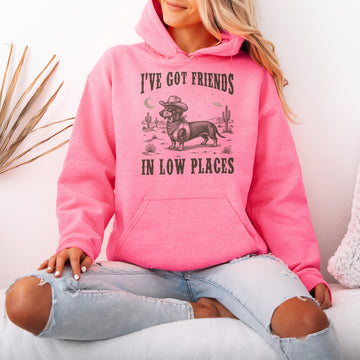 I've Got Friends In Low Places Dachshund Hoodie – Funny Sausage Dog Gift for Dog Dads