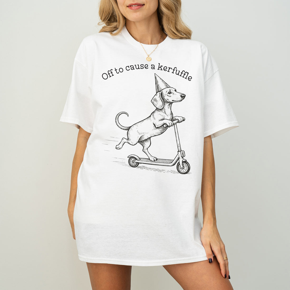 Off To Cause A Kerfuffle Dachshund T Shirt – Funny Sausage Dog Tee