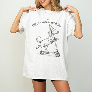 Off To Cause A Kerfuffle Dachshund T Shirt – Funny Sausage Dog Tee