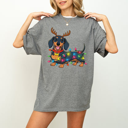 Reindeer Lights Dachshund Christmas Shirt