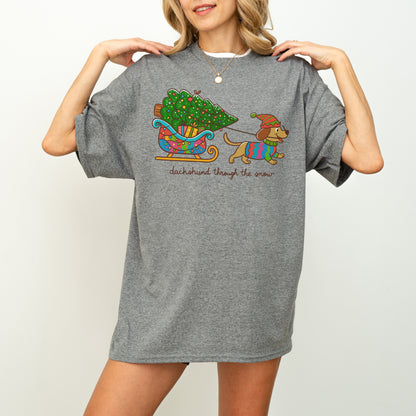 Dachshund Through the Snow Christmas Shirt – Tree Sleigh