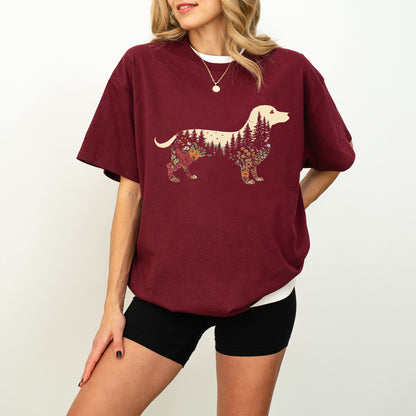 Boho Dachshund Shirt Floral Weiner Dog Gift