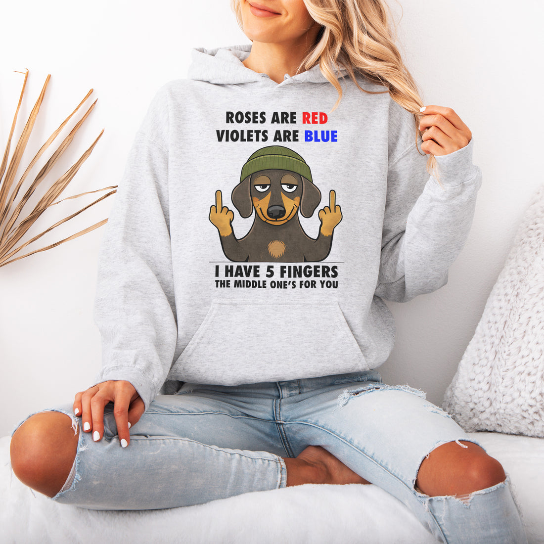 Roses Are Red Violets Are Blue Dachshund Hoodie – Funny Rude Dog Meme