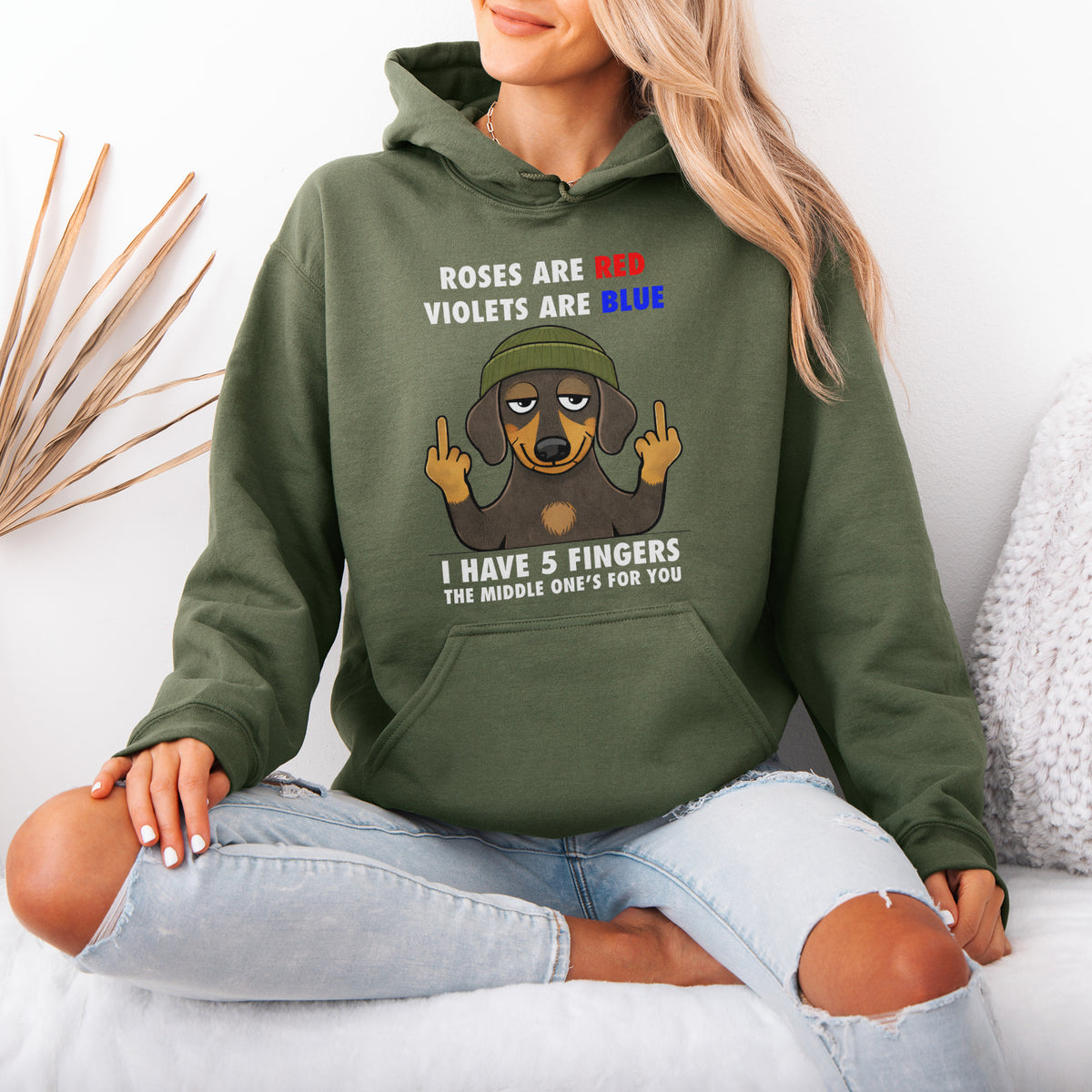 Roses Are Red Violets Are Blue Dachshund Hoodie