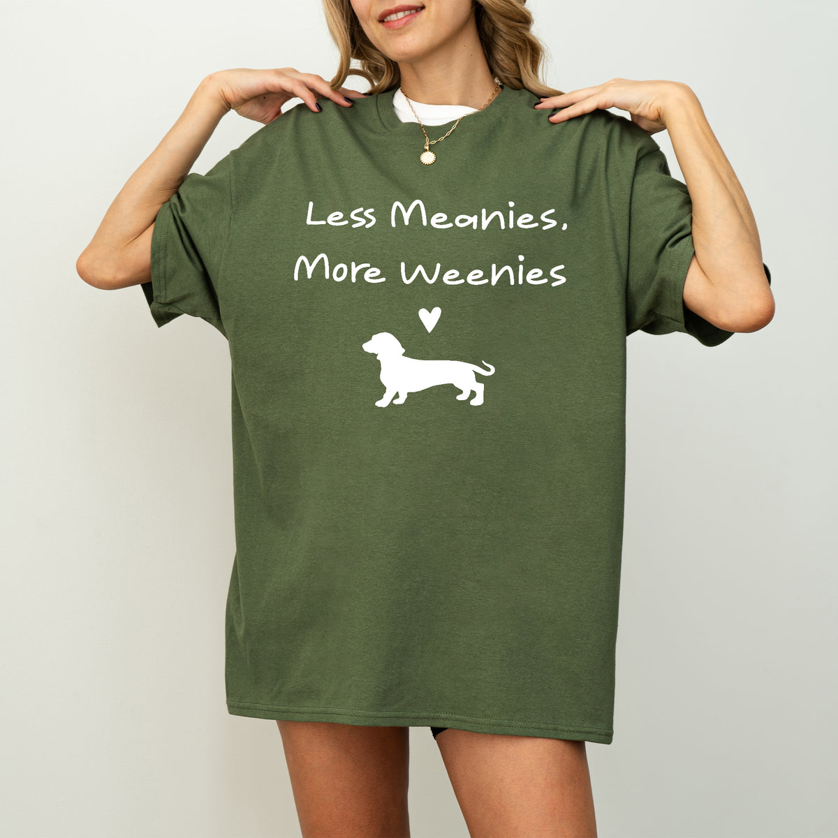 Funny Dachshund Shirt Less Meanies More Weenies Dog Lover Tee