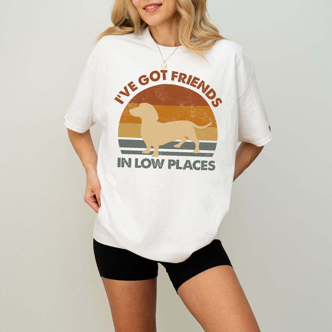 Funny Dachshund Shirt I've Got Friends in Low Places Retro Design