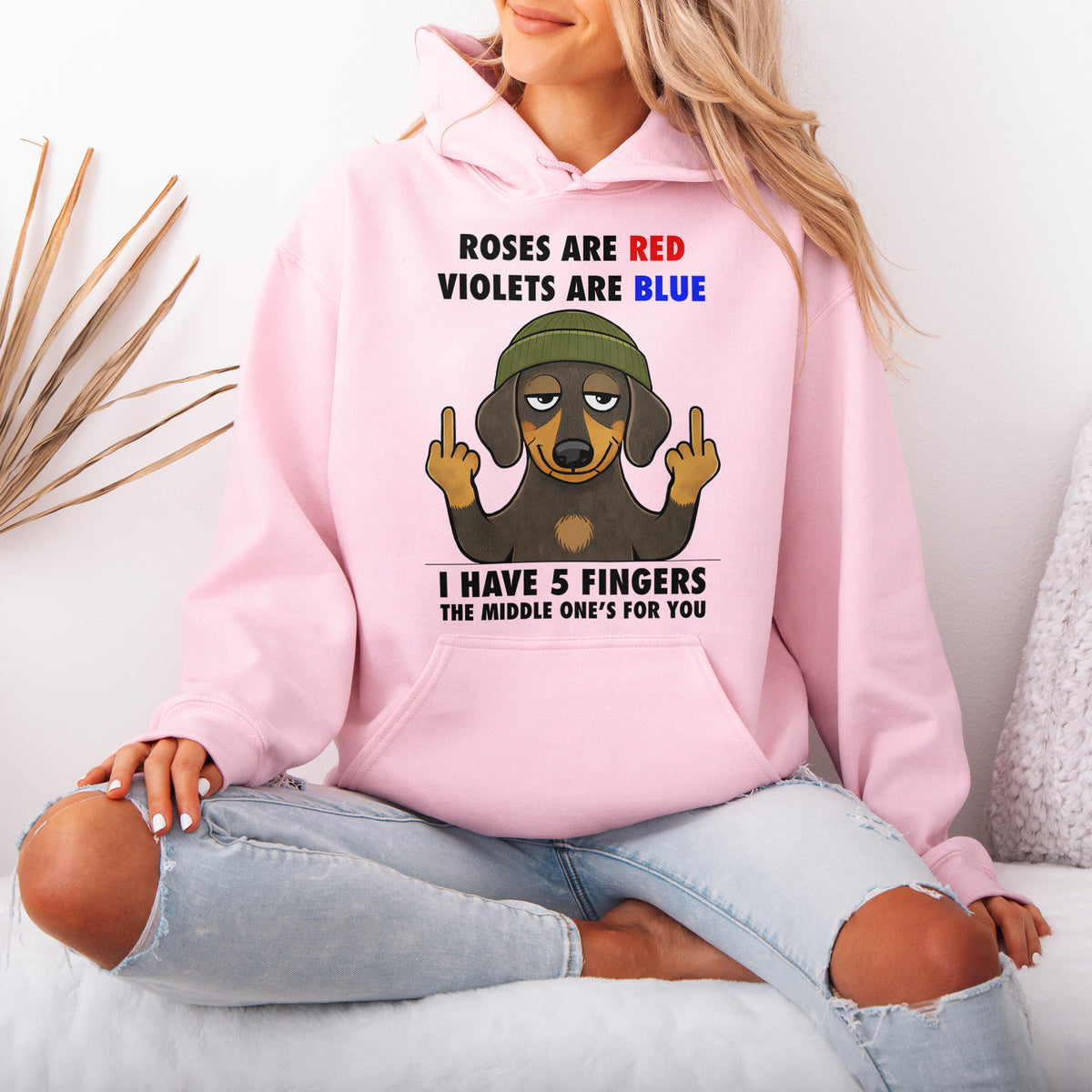 Roses Are Red Violets Are Blue Dachshund Hoodie