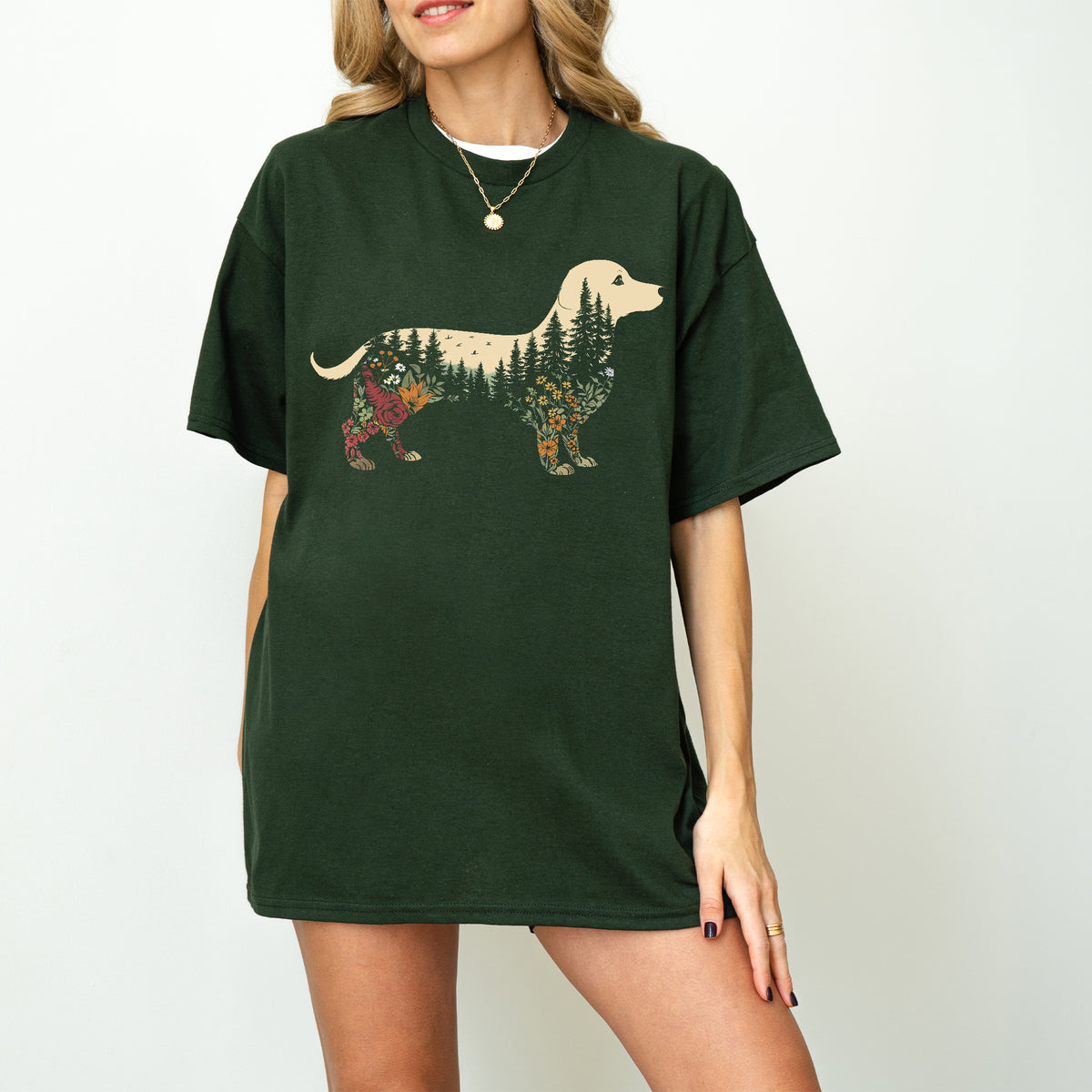 Boho Dachshund Shirt Floral Weiner Dog Gift