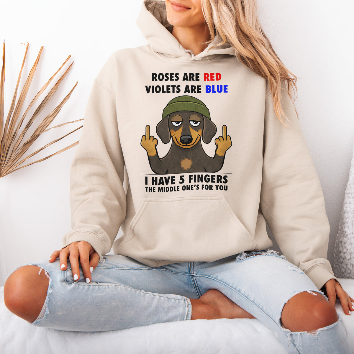 Roses Are Red Violets Are Blue Dachshund Hoodie