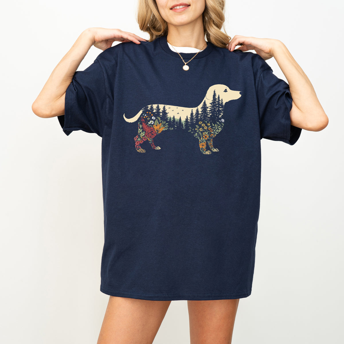 Boho Dachshund Shirt Floral Weiner Dog Gift