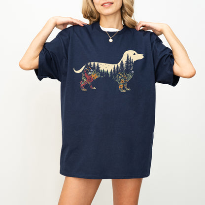 Boho Dachshund Shirt Floral Weiner Dog Gift