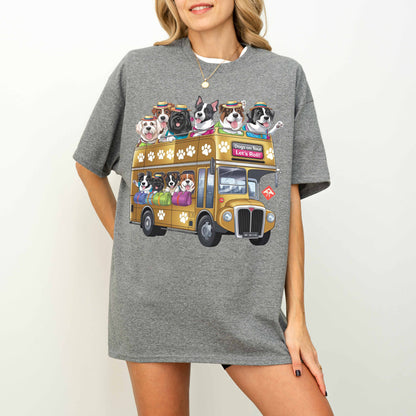 Dogs on Tour Let’s Roll Funny Dog Bus T-Shirt