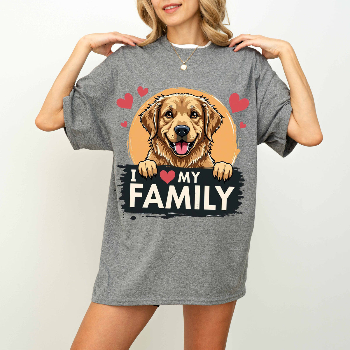 I Love My Family Golden Retriever Dog T-Shirt