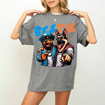 Bestie Funny Dog T-Shirt German Shepherd and Rottweiler