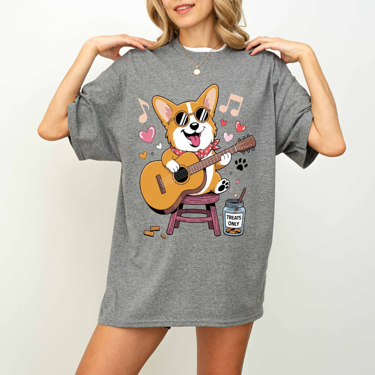 Guitar Playing Corgi Funny Dog T-Shirt