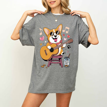 Guitar Playing Corgi Funny Dog T-Shirt