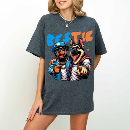 Bestie Funny Dog T-Shirt German Shepherd and Rottweiler