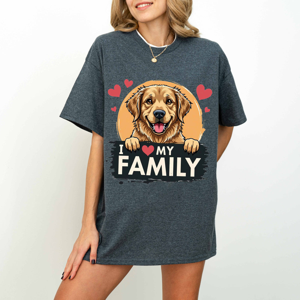 I Love My Family Golden Retriever Dog T-Shirt