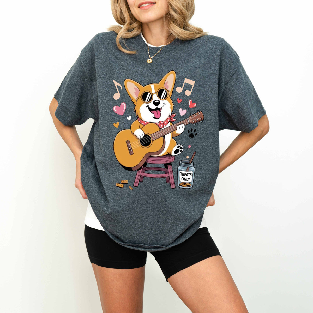 Guitar Playing Corgi Funny Dog T-Shirt