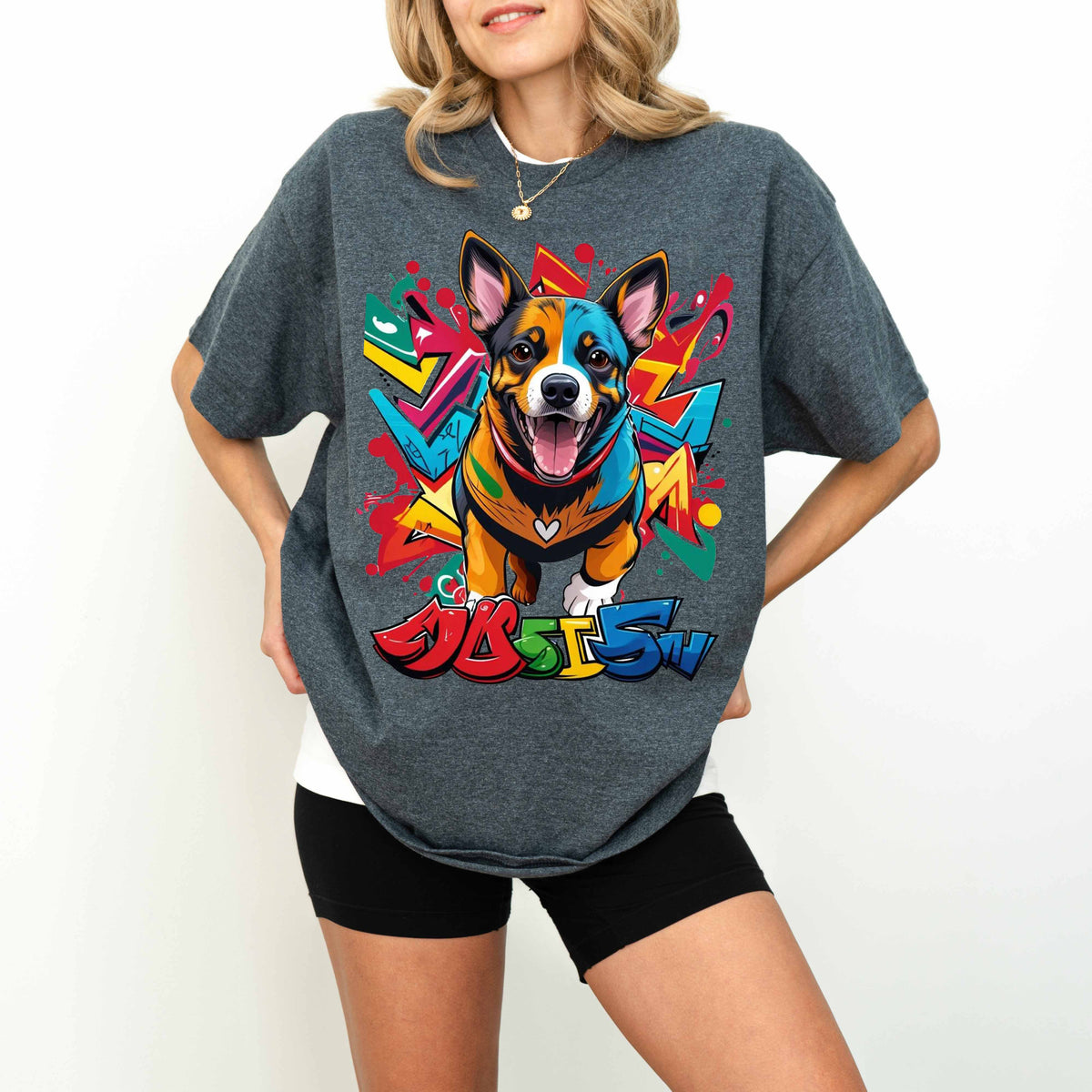 Colorful Graffiti Funny Dog T-Shirt