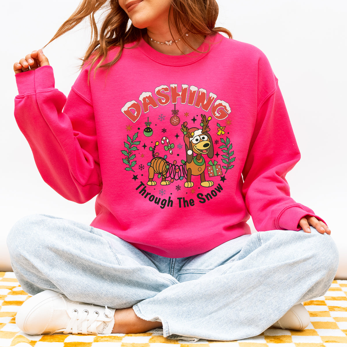 Dashing Through The Snow Slinky Dog Christmas Sweatshirt
