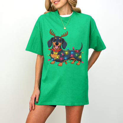 Reindeer Lights Dachshund Christmas Shirt