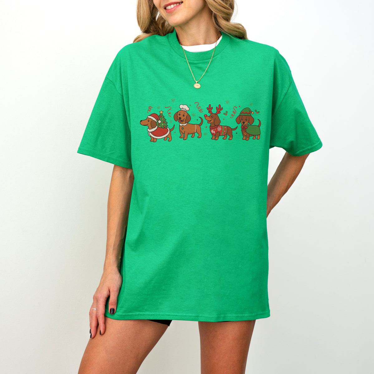 Funny Christmas Dachshund Dog Cute Puppy Holiday Tee