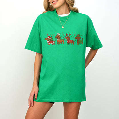 Funny Christmas Dachshund Dog Cute Puppy Holiday Tee