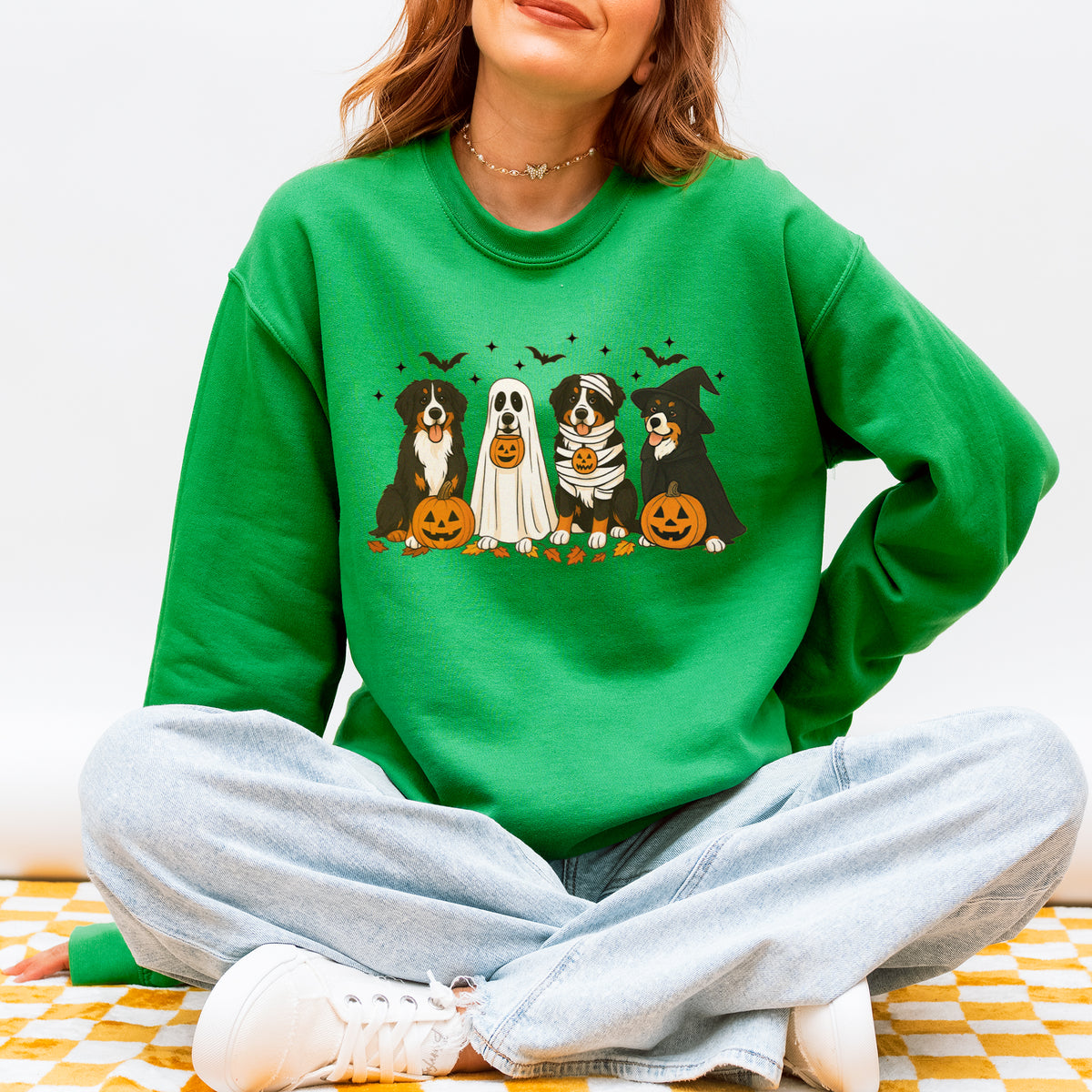 Bernese Mountain Dog Halloween Sweatshirt – Fall Pumpkins Gift