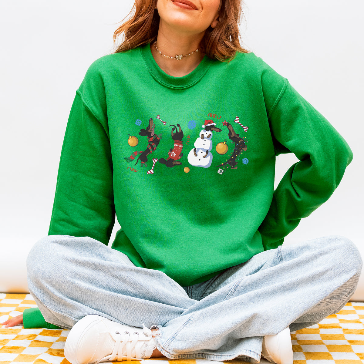Christmas Dachshund Chaos Sweatshirt – Funny Holiday Wiener Dog