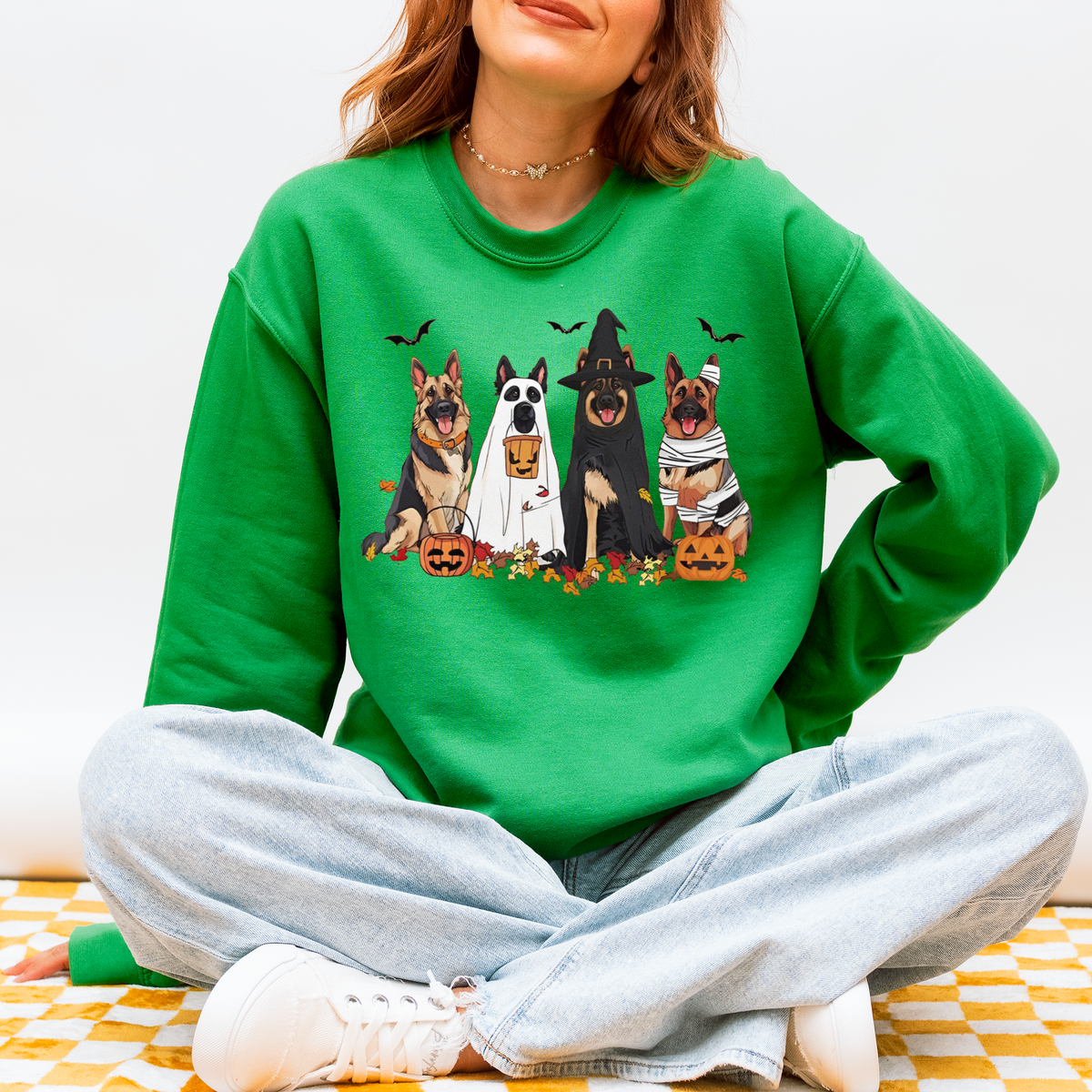 German Shepherd Halloween Sweatshirt – Fall Ghost Dog Gift