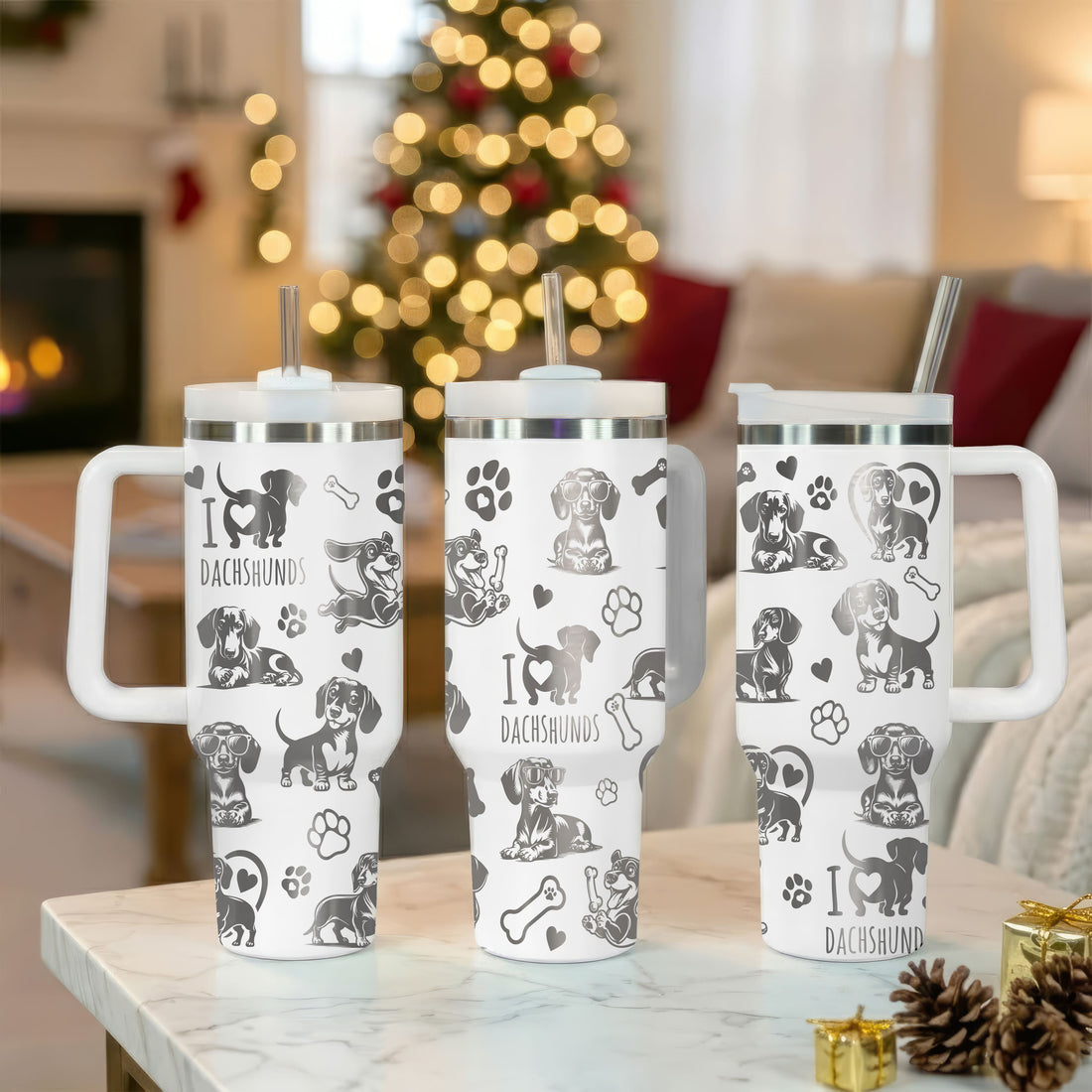 Laser Engraved Dachshund Insulated Tumbler 40oz