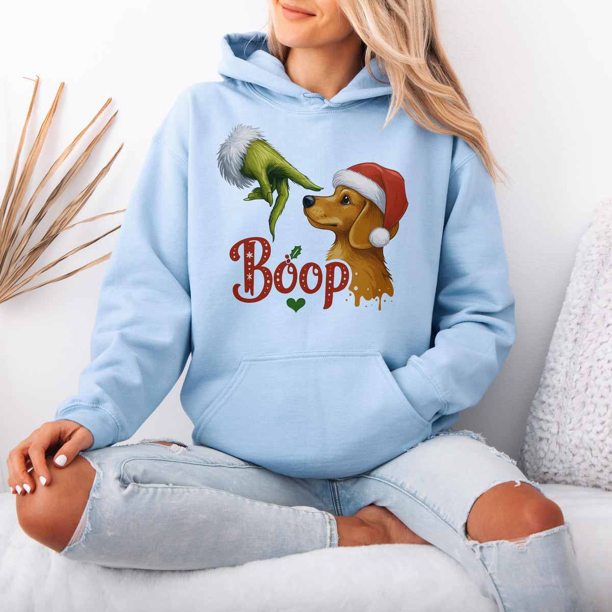 Boop Dachshund Christmas Hoodie – Funny Green Hand Holiday