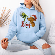 Boop Dachshund Hoodie – Funny Wiener Dog Hooded Sweatshirt with Green Mischief Hand, Cute Dog Lover Gift