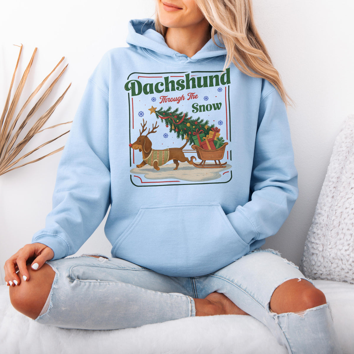 Dachshund Through the Snow Christmas Hoodie