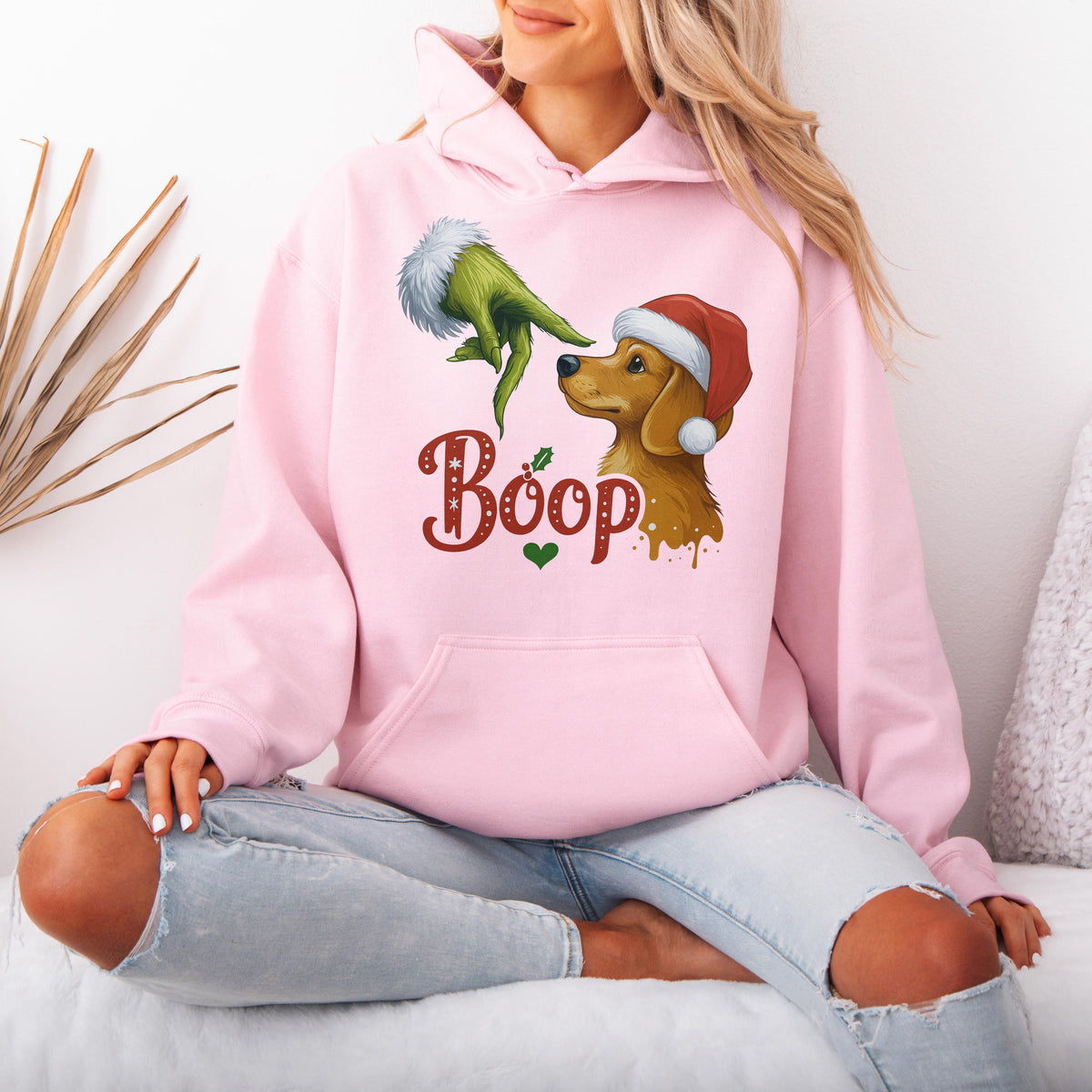 Boop Dachshund Christmas Hoodie – Funny Green Hand Holiday