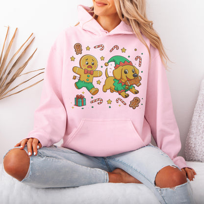 Elf Gingerbread Dachshund Christmas Hoodie