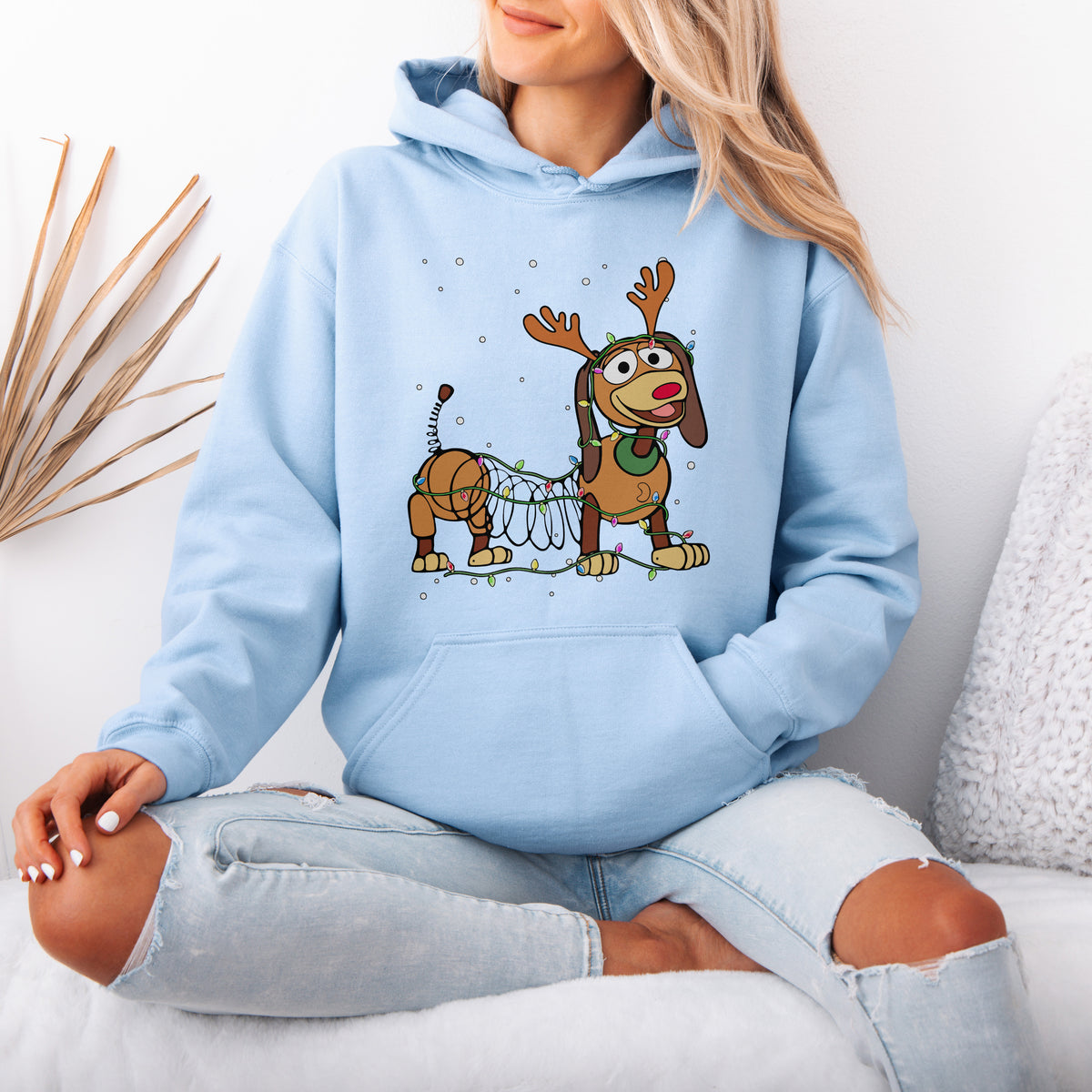 Reindeer Lights Dachshund Christmas Hoodie – String Lights Pup