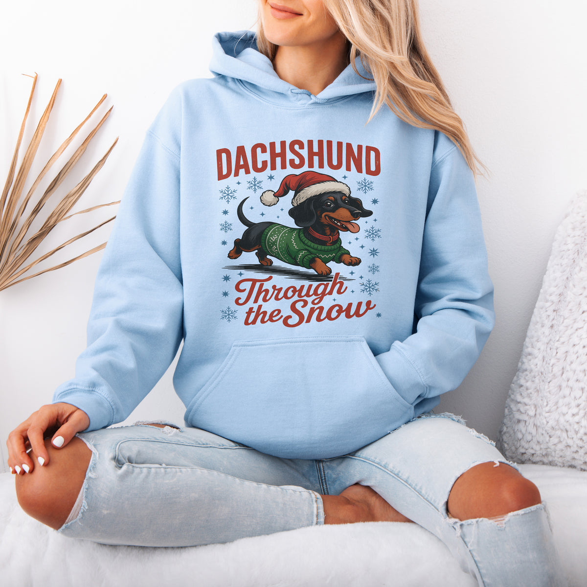 Dachshund Through the Snow Hoodie – Funny Christmas Doxie