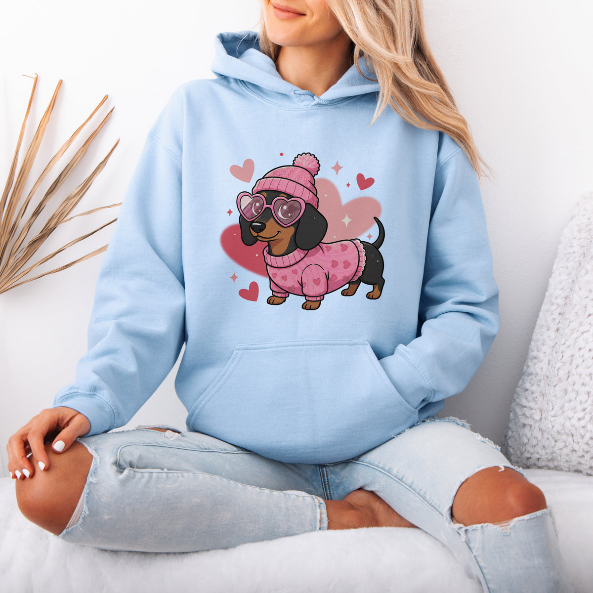 Cute Valentine Dachshund Dog Mom Hoodie