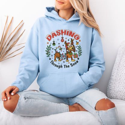 Dashing Through The Snow Slinky Dog Christmas Hoodie