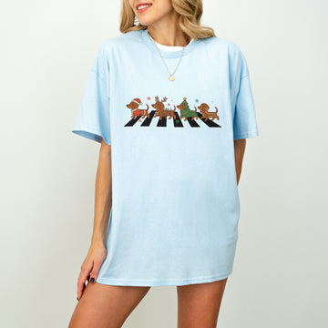 Abbey Road Dachshund Christmas Shirt – Funny Wiener Dog Holiday Tee for Dog Lovers
