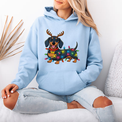 Reindeer Lights Dachshund Christmas Hoodie