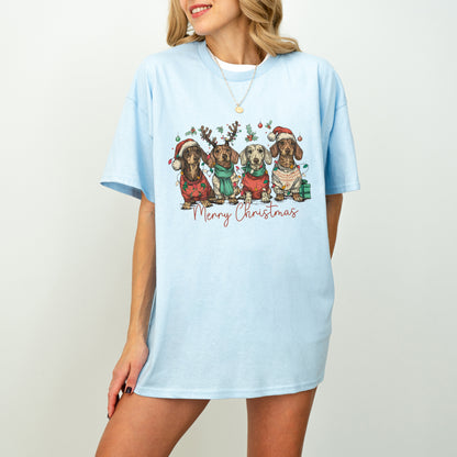 Merry Christmas Dachshund Dog Cute Puppy Christmas Tee