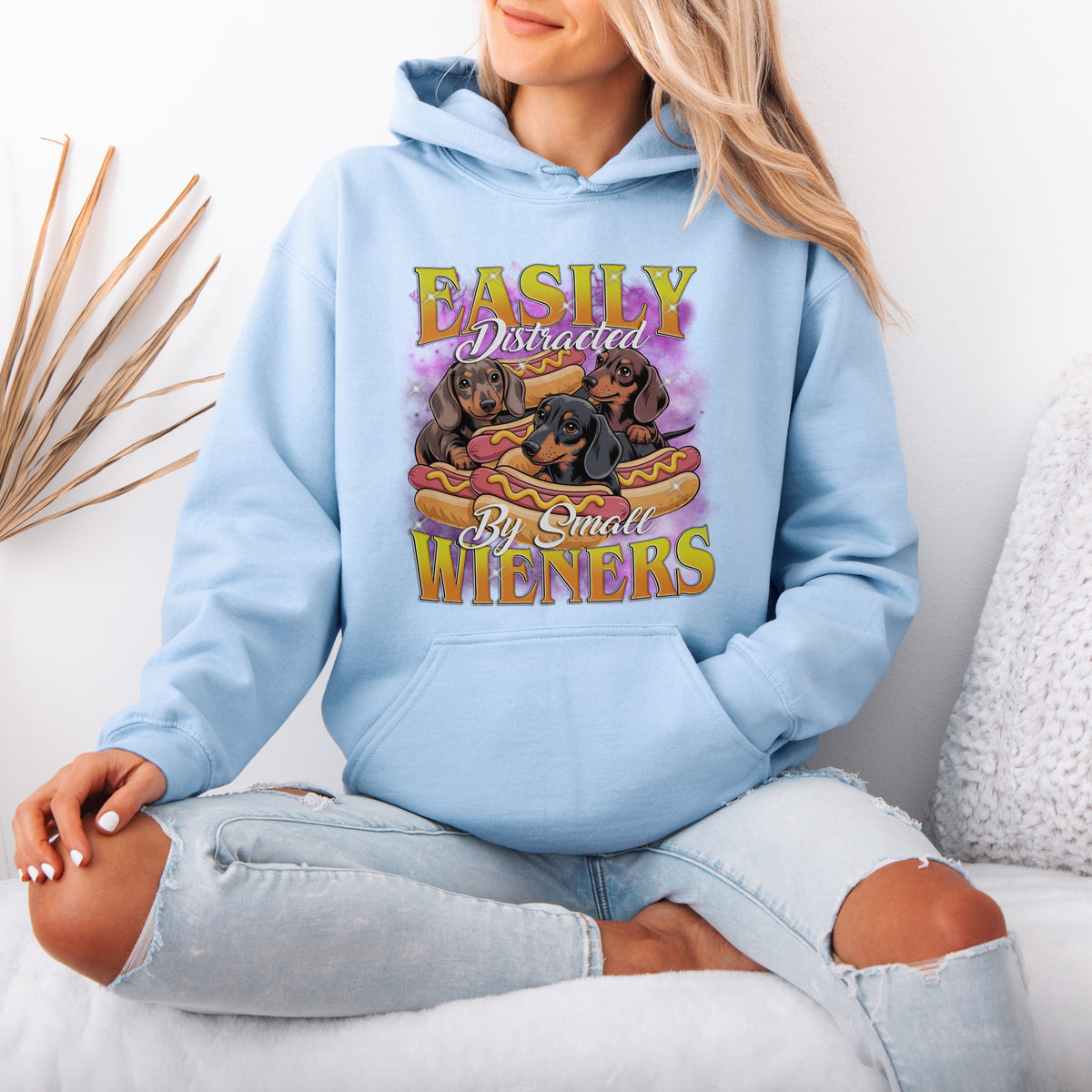 Easily Distracted by Small Wieners Funny Dachshund Hoodie