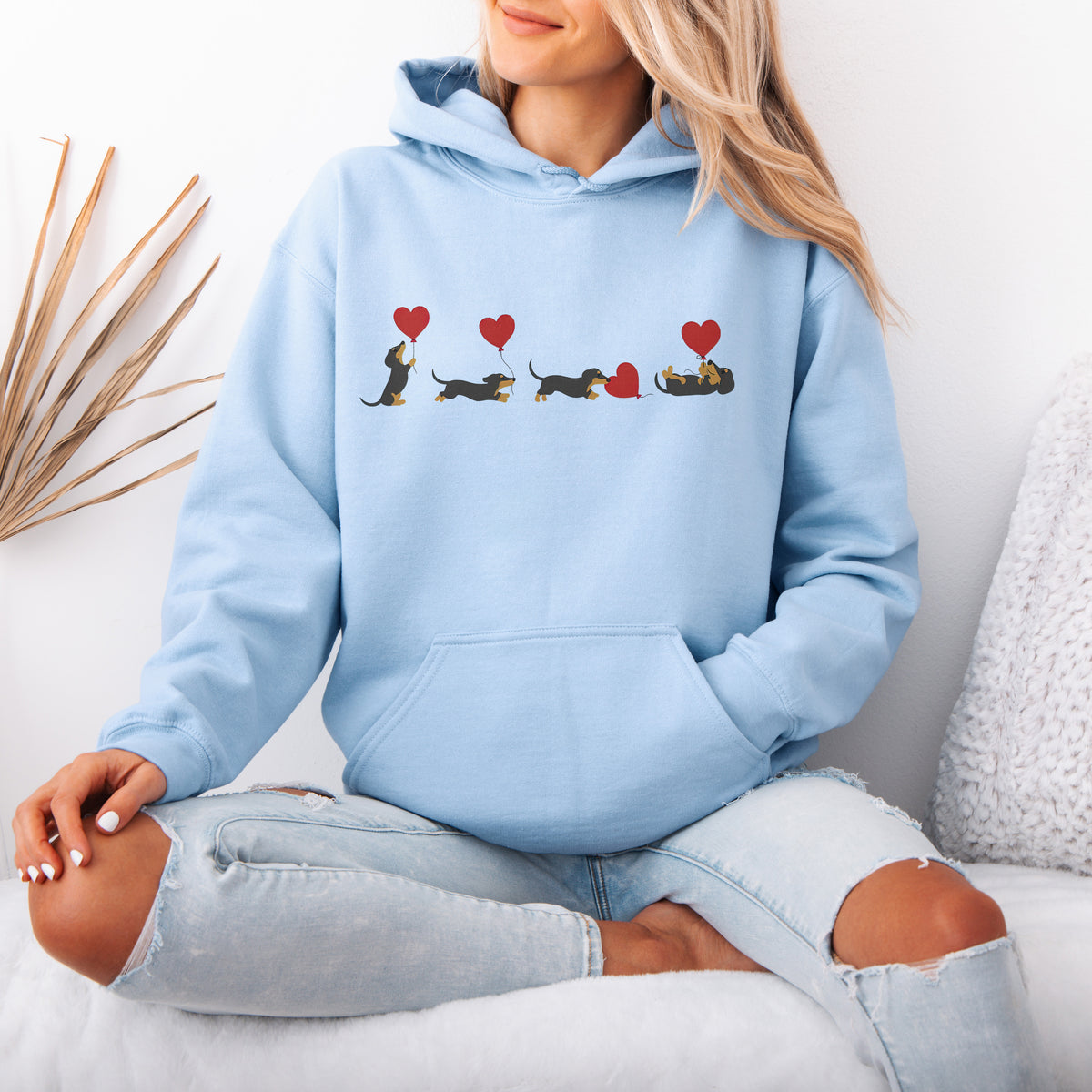 Dachshund With Heart Balloons Hoodie